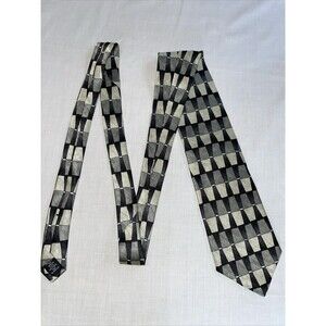 Ziggurat Dress Tie Mens Size 57" Multicolor Geometric 100% Silk Designer USA